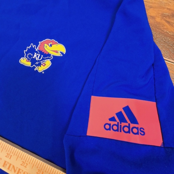 Kansas Jayhawks Jacket Mens 2XL Adidas 1/2 Zip Pullover Lightweight - Picture 4 of 10